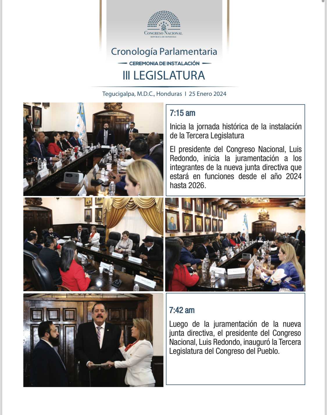 Cronología Parlamentaria Instalación III Legislatura 